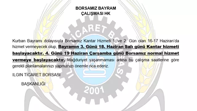 Kurban Bayramı Çalışması Hk.-1