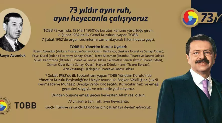 Türkiye Odalar Ve Borsalar Birliği 73 Yaşında...