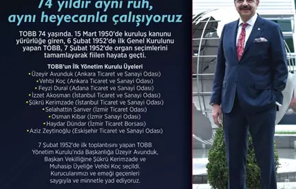 TÜRKİYE ODALAR VE BORSALAR BİRLİĞİ (TOBB) 74 YAŞINDA