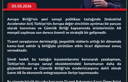ÜRÜNLERİMİZİN AB MENŞELİ SAYILMASI STRATEJİK BİR GELİŞMEDİR